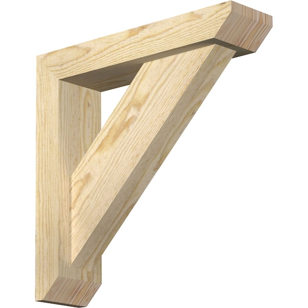 Ekena Millwork Traditional Slat Rough Sawn Bracket w/ Offset Brace, Douglas Fir, 4"W x 16"D x 16"H BKT0402X16X16TRA06RDF - main